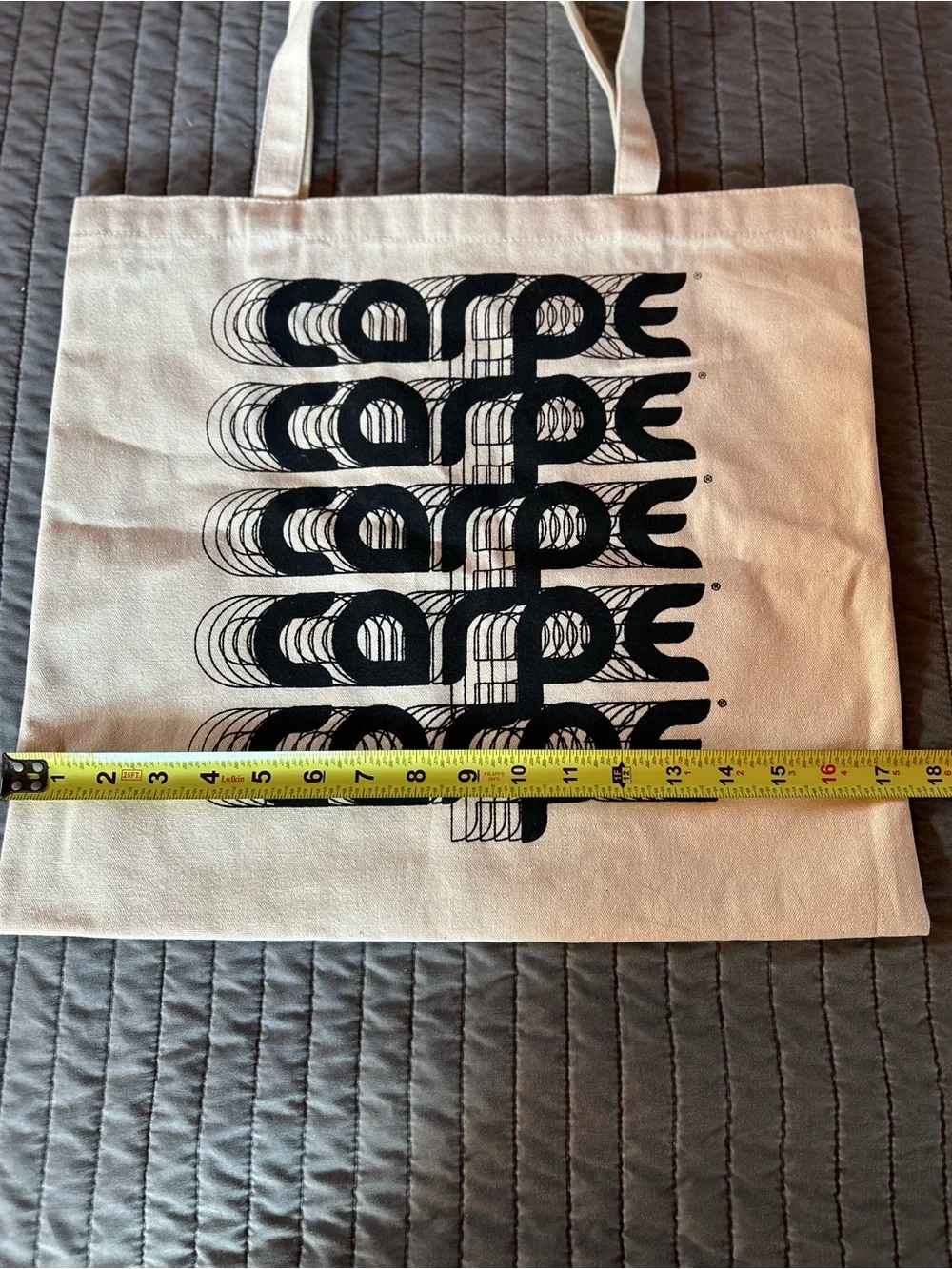 Canvas Tote Bag with Black 'Carpe' Graphic